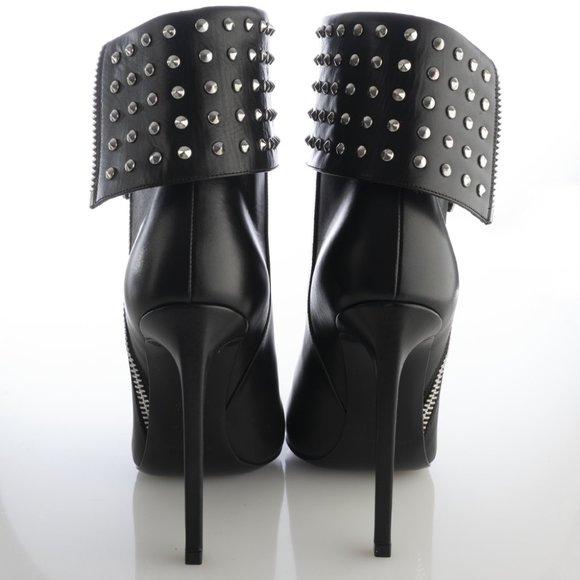 NIB YSL SAINT LAURENT Paris Fold Over Studded Leather Booties - Picture 7 of 11